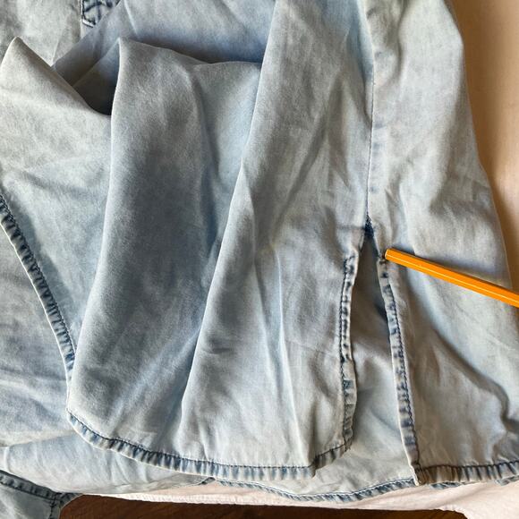 Speed Control Women Denim Shirt Dress size 2X Blue Half Button Down 3/4 Sleeve - Picture 9 of 14